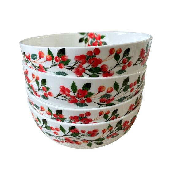 MIKASA Cardinal Leaves Porcelain Bowl 6in Set of 4 All Purpose NEW - Picture 10 of 10